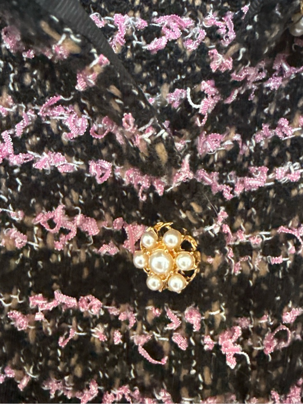 Zara Purple Tweed Jacket Pearl Buttons Size M Puff Shoulders Cropped - Picture 5 of 10